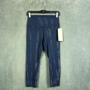 Lululemon Leggings Women 8 Sun Bleached Wash True Navy Wunder Train HR Crop 23"